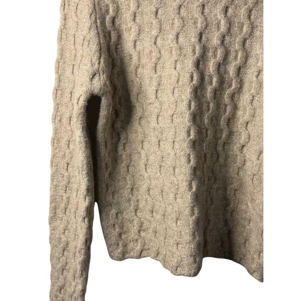 Etcetera Turtleneck Sweater Tan Cable Knit Long Sleeve C3879T Size M Womens